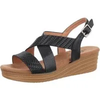 Ital-Design Damen Freizeit Plateausandaletten (86527346) Keilabsatz/Wedge Keilsandaletten in Schwarz