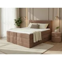 Sofnet Boxspringbett Mollo XL (2x Bettkästen, Bonellfederkern- und Taschenfederkernmatratze, Topper), Polsterbett, Doppelbett, Cord Bezug, mit Kopfteil, 140/160/180x200 cm