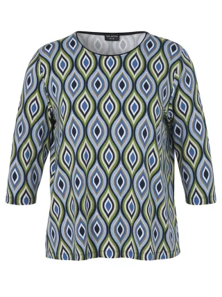 VIA APPIA DUE - T-Shirt mit Grafik-Print blau/grün - Gr. - 42