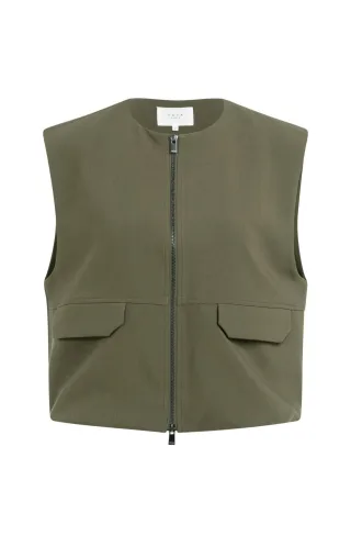Yaya - Ärmellose Weste mit Zipper grün - Gr. - 34