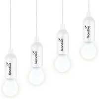Skandika LED Gartenleuchte Campinglampe Narvik 4er-Set, hängend, tragbare Zeltlampe, Pull Light, batteriebetriebene Glühbirne mit Zugschalter, Outdoor, Keller, Garage