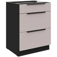 Küchen-Preisbombe Auszugsunterschrank 60 cm Küche ARONA Kaschmir beige Vollauszug Soft-Close Küchenzeile