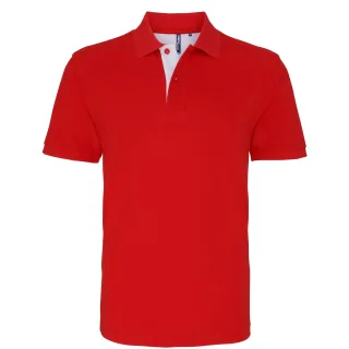 Asquith & Fox Herren Classic Fit Kontrast-Poloshirt (Rot/Weiß)