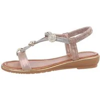 Ital-Design Damen Freizeit Riemchensandalette (86016757) Keilabsatz/Wedge Riemchensandalen in Champagner