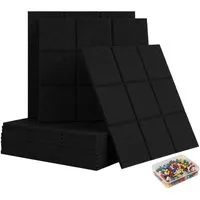 relaxdays Pinnwand 12x selbstklebende Filzpinnwand Quadrate, (12-tlg), schwarz
