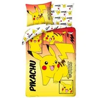Halantex Bettwäsche Pokemon - Pikachu #0025 - Wende-Bettwäsche-Set, 135x200 & 80x80, Baumwolle, 100% Baumwolle