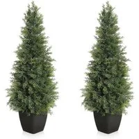 Kunstbaum 2er Set Künstliche Kiefer, Kunstpflanzen, künstlicher Baum, GarveeMore, Höhe 90 cm