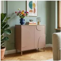 en.casa Sideboard, »Holea« mit 2 Türen Push-to-Open 75x70x34 cm Mocha Mousse Braun