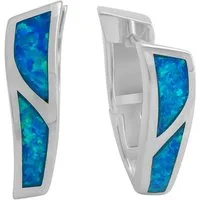Vivance Paar Creolen 925-Sterling Silber rhodiniert synth. Opal blau