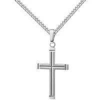 JEVELION Kreuzkette mit Diamantschliff Kreuzanhänger 925 Silber - Made in Germany (Silberanhänger, für Damen und Mädchen), Mit Silberkette 925 - Länge wählbar 36 - 70 cm oder ohne Kette.