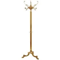 Belle Arti Garderobenständer Garderobenständer Kleiderständer Standgarderobe Barock Messing gold, (edel, Stabil), Garderobe Metall Vintage Retro Antik mit Haken freistehend rostfrei