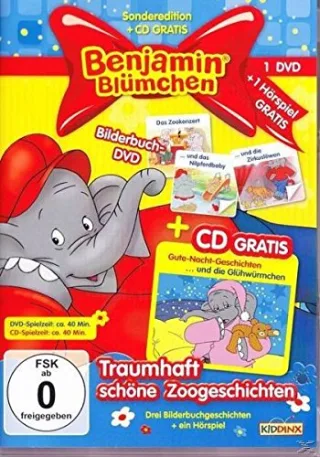 Benjamin Blümchen - Traumhaft schöne Zoogeschichten (Bilderbuch-DVD: "Das Zookonzert/Und das Nilpferdbaby/Und die Zirkuslöwen" + Hörspiel-CD: ... die Glühwürmchen")