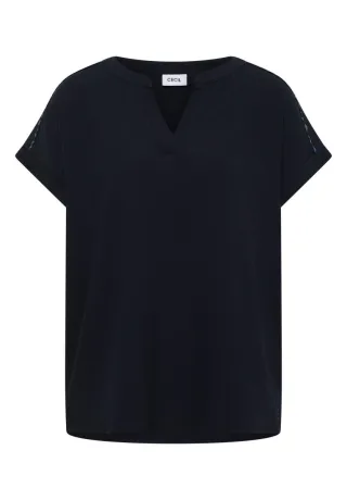 CECIL - Strukturiertes Blusenshirt blau - Gr. - L