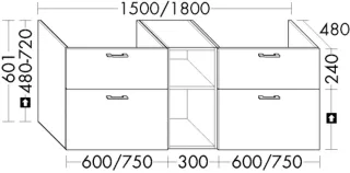 Burgbad WTU Sys30 PG1 Aqua 601x1500x480 Nussbaum Dekor Samt, SGZX150F6313 SGZX150F6313