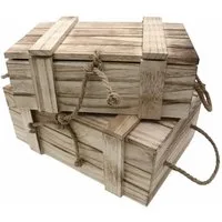 UNUS HOME Dekokiste Holz-Kisten mit Deckel 2er Set (2 St., 2er Set Groß: 36x14,5x24cm, Klein: 30x10x18,5cm (BxHxT)