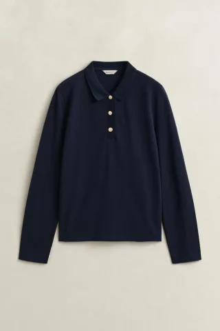 GANT - Langärmliges Piqué-Poloshirt evening blue - Gr. - M
