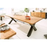 riess-ambiente Esstisch THOR 200cm natur/schwarz - Wildeiche, Holz, geölt, X-Gestell, Metall (Einzelartikel, 1-St), Industrial Design für Esszimmer – ideal für bis zu 10 Personen