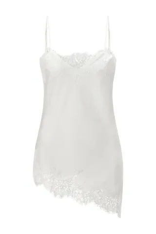 Rich & Royal - Satin top with lace pearl white - Gr. - XS