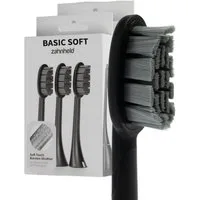 Zahnheld Aufsteckbürsten Ersatzbürsten Basic Soft - ideal für Schallzahnbürste Gero, im 3er, 6er oder 9er Set, Zahnpflege Set, sensibles Zahnfleisch & Zähne, plastikfrei verpackt, 6 Stück, schwarz
