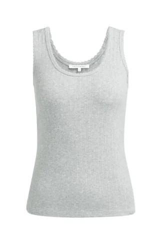 Yaya - Geripptes Tanktop mit Bogenkante grau - Gr. - XL