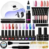 KINSI Lichthärtungsgerät Nail Art Set, Kristall-Lichttherapie-Gel mit 48W UV-LED-Nagellampe, 28-tlg., Tolles Set für Gel-Anfänger, Maniküre-Set in Salonqualität!