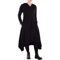 Vishes Kurzmantel Langer asymmetrischer Überwurf mit Kapuze, Taschen, Daumenlöchern Alternative Bekleidung, Ethno, Hippie, Retro Style