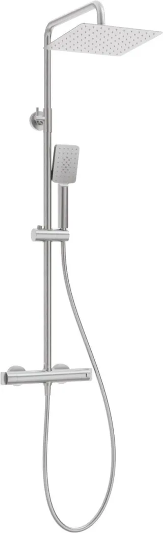 Neuesbad Duschsystem mit Thermostat Brausearmatur, Oberfläche: edelstahl gebürstet NB1DENAC_F4HT1