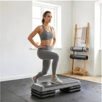 SPORTNOW Stepper 10,5/15,5/20,5cm Höhenverstellbar (Aerobic-Stepper, 1-tlg., Steppbrett), für Zuhause, Fitnessstudio, Büro, Kunststoff, Grau
