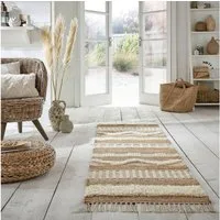 FLAIR RUGS Läufer Medina, mit abstraktem Streifenmuster, rechteckig, Höhe: 12 mm, Boho-Look, aus Naturfasern wie Wolle & Jute, Teppichläufer