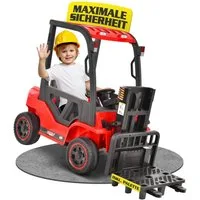 Hecht Spielzeug-Gabelstapler 52108 mit Fernbedienung, 12V Akku bis 35 kg und 6 km/h, Hebt bis 10 kg, mit Radio, Mp3, Bluetooth