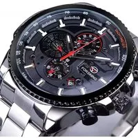 Rötting Design Automatikuhr Herrenuhr Armbanduhr Edelstahl Marke Forsining schwarzes Ziffernblatt, (1-tlg), Datum Wochentag Monats Anzeige