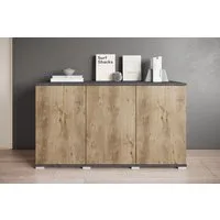 OTTO home Sideboard Kenia, moderne grifflose Kommode mit 3 Türen, Breite 120 cm (1 St), Push-to-Open-Fronten, höhenverstellbaren Einlegeböden