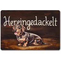 speecheese Fußmatte Hereingedackelt Fußmatte in 40x60 cm ohne Rand mit Dackel