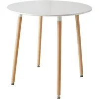 GrandCA HOME Esstisch Moderner minimalistischer Runder Esstisch, Beine aus Massivholz (1-St), geeignet als Ess- oder Couchtisch, 80 x 75 cm, Weiß