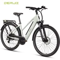 DERUIZ E-Bike Cityrad 28 Zoll, 121 km, 55Nm, Drehmomentsensor, mit Bluetooth, bis zu 140kg, 8 Gang SHIMANO Altus Schaltwerk, Kettenschaltung, Heckmotor, 483 Wh, (Federgabel mit Lockout, TEKTRO Hydr. Scheibenbremsen, 25kg Gepäckträger), 5 Stufen, Trap