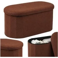relaxdays Sitztruhe Sitzbank aus Teddystoff, dunkelbraun