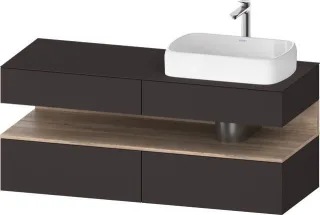 Duravit Qatego Konsolenwaschtischunterbau wandhängend Graphit Supermatt 1400x550x600 mm - QA47660558 QA4766055800000