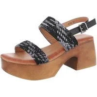 Ital-Design Damen Freizeit Plateausandaletten (86706786) Blockabsatz Sandalen & Sandaletten in Schwarz