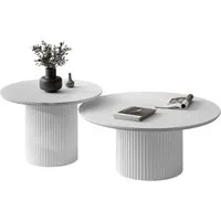 Lookway Couchtisch OVI-Tischset mit geriffelter Basis (2er Set), Durchmesser: ⌀80 cm und ⌀60 cm
