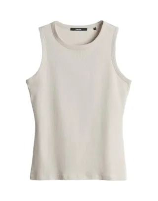 someday - Slim geripptes Top - Kleanne beige/grau - Gr. - 38