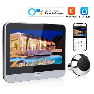 Smart Home Tuya 120° Wide Angle Door Peephole Camera 1080P One Way Intercom Video Eye Motion Detection Wifi Doorbell Cam