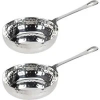 HAC24 Servierpfanne Edelstahl Mini Pfanne Gehämmert mit Stiel ø 11 cm, Edelstahl (2-tlg), Fassungsvermögen 260 ml