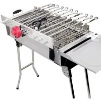 Renschler Line Holzkohlegrill Edelstahl Holzkohle-Grill, Grillaufsatz für 11x Spieße, H 75 x B 33,5 x L 60,5 cm