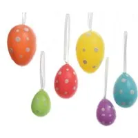 Decoris season decorations Osterei, Ostereier zum Aufhängen mit Punkten Mix 4-6cm 12 Stück bunt