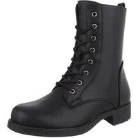 Ital-Design Damen Schnürstiefel für Alltag und Freizeit Stiefelette (90648944) Blockabsatz Schnürstiefeletten in Schwarz