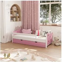 VitaliSpa® Kinderbett Jessica, Rosa/Weiß, 80x160 cm mit Schublade und Matratze (3-tlg)