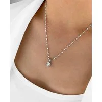 DANIEL CLIFFORD Kette mit Anhänger 'Mirielle' Damen Halskette Silber 925 Kristall Anhänger Solitär weiß (inkl. Verpackung), größenverstellbare Silberkette 45cm, gedrehtes Ketten-Design Kristall