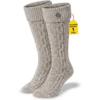 German Wear Trachtensocken GW200 Edelweiß Trachtensocken Trachtenstrümpfe Zopfmuster mit Edelweiß Pin 40cm