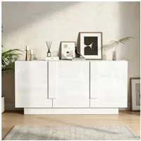 Merax Sideboard Hochglanz Kommode (35 x 160 x 60 cm, 1 St), Wohnzimmerschrank mit 3 Türen, 6 Fächern & großem Stauraum
