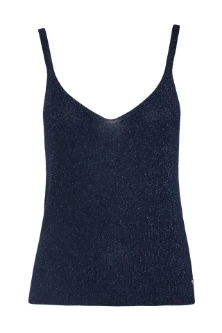 bsb - Schimmerndes V-Neck Top blau - Gr. - S